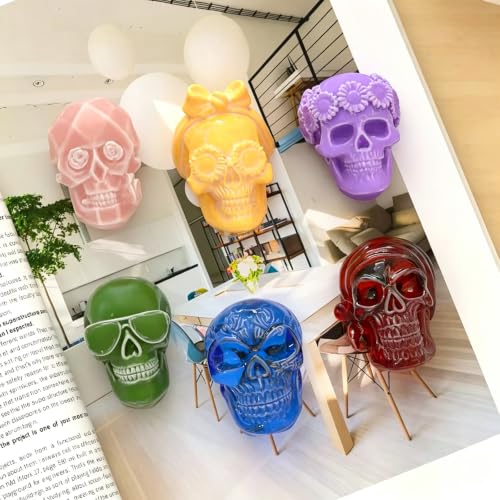 2 Pack 3D Skull Silicone Molds for Resin Candle Soap Clay&Wax DIY Crafts - color: skull mold-2PCS
