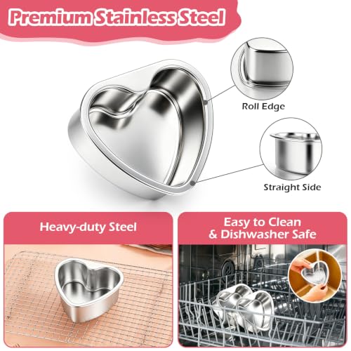 E-far 4 Inch Mini Heart Cake Pan, 2 Pcs Heart Shaped Cake Baking Mold Set - color: Silver, size: 4-Inch (Set of 2)