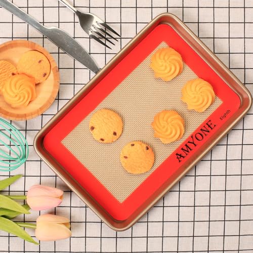 AMYONE 1/8 Sheet Silicone Baking Mats for 9x7" Toaster Oven, Platinum, 2PCS - size: 8.7"L x 5.9"W