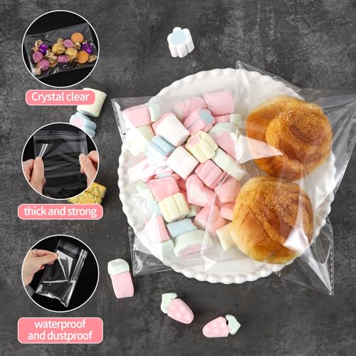 Cookie Bags with Seal, 6 x 9 inches, Pack of 100 Clear, Resealable Cellophane Bags, Food-Grade Self-Sealing Snack Bags, Ideal for Cookies, Candy, Baked Goods, Party Favors, and Gift Packaging - size: 6x9 Inch (Pack of 100)