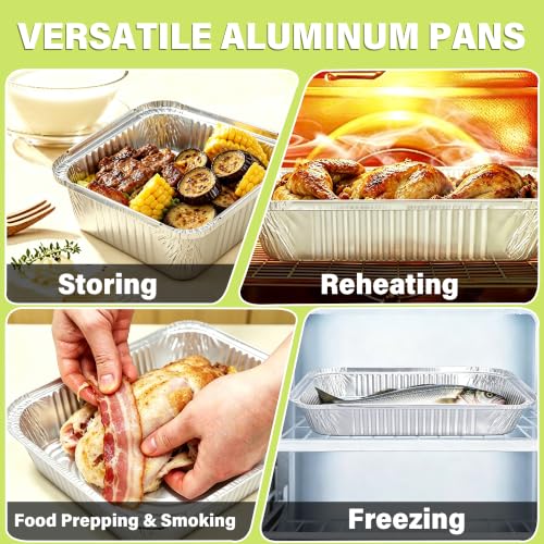 SAITI 8x8 Aluminum Pans with Clear Plastic Lids 35 Pack Aluminum Foil Pans