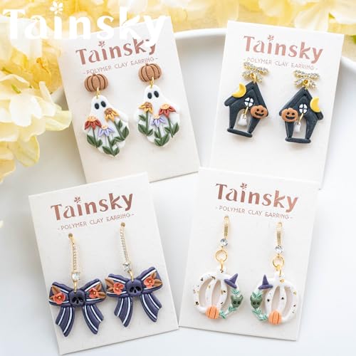 Tainsky Halloween Clay Cutters - 21 Shapes for Polymer Clay Cutters for Earrings（E） - color: Set E
