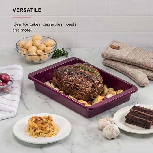 KitchenAid Nonstick Aluminized Steel Cake Pan, Dishwasher Safe, Beetroot, 9 x 13 Inch - color: Beetroot, size: 9 x 13-Inch