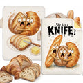 Funny Baking Lover Gifts Beeswax Bread Bags 2 Pack XL 13x17in - color: Funny Bread - She Has a Knife
