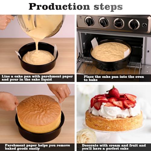 HUAKENER 6 Inch Cake Pan, 6" Round Cake Pan with Parchment Paper - size: 6 Inch without Handles