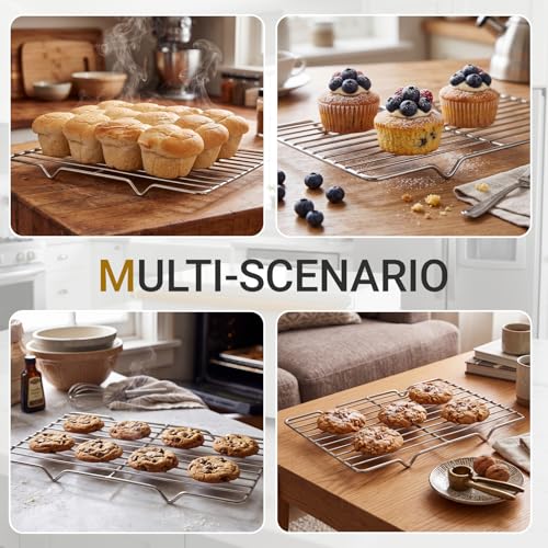 Lounsweer 2 Pack Cooling Racks, 5L x 10.5W x 1H Stainless Steel Wire Rack for Baking Sheet, Large Cookie Cooling Rack, Oven Safe Cooking Racks for Sheet Pan, Dishwasher Safe, Fits Third Size Pans - size: 5L X 10.5W X 1H