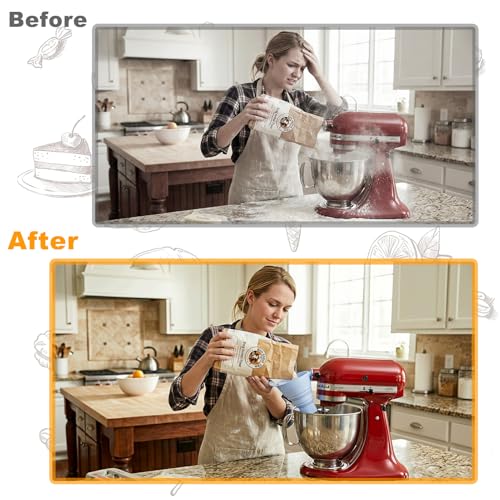 Flour Funnel for Kitchen Aid Mixer with Spatula & Brush Set - Silicone Collapsible Stand Mixer Attachment Compatible with KitchenAid 4.5-5 QT Tilt-Head (KSM150), Mess Free Dishwasher Safe (Blue) - color: BLUE