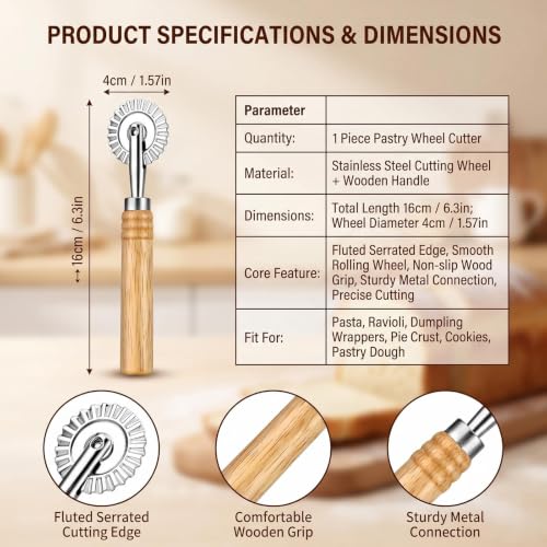 Pastry Wheel Cutter with Wooden Handle