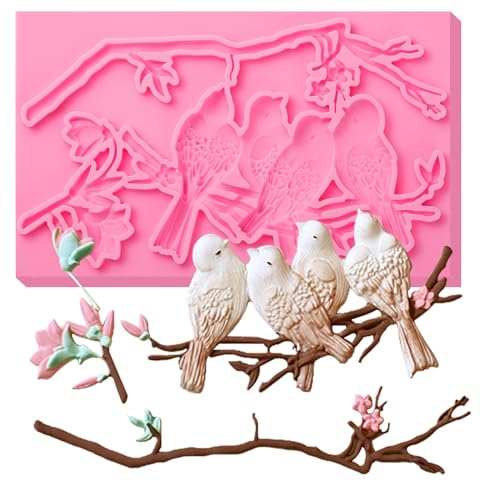 Magpie Fondant Mold, Plum Blossom Branch Chocolate Silicone Mold - color: Magpie Fondant Mold