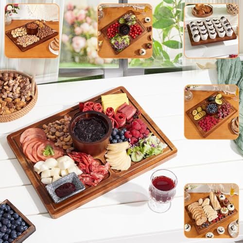 Acacia Wood Cake Stand with Lid,2-in-1 Large Rectangular Cake Stand,16*12" - size: Rectangular 17*13*9