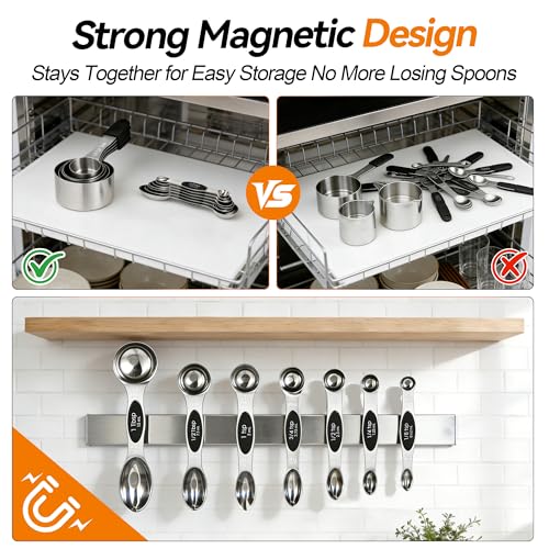 -BINGBING- Magnetic Measuring Cups and Spoons Set of 13, Stainless Steel
