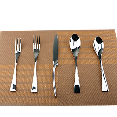 Silverware Set Mirror Polished Utensils – 5-Piece Flatware Set – Service for 1 – Stainless Steel Cutlery Kit of Dinner Forks, Spoons, Knives, Salad Forks & Teaspoons - size: 1-set-silver