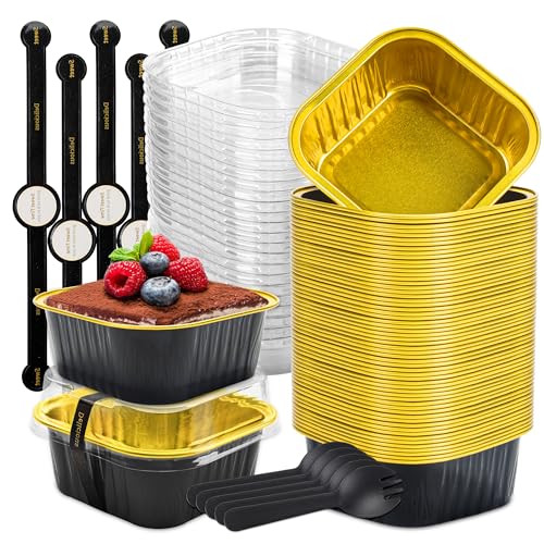 Halloween Mini Cake Pans, Black Gold 50 Pack for Gifts - color: Black Glod, size: 5 oz