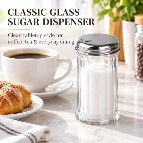 BNYD Glass Sugar Shaker Dispenser Pourer, 5.5 inch