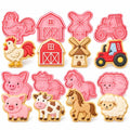 Farm Animal Cookie Cutters, 8-Piece Plastic Stamp Set - color: Farm Animal