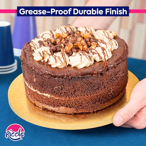 RICCLE Cake Boards - 12 Inch Cake Drum - Smooth-Edged Pack of 6 Cake Drums - Sturdy Cake Boards Round - Bend Resistant Multi-Layered Cake Base for Minimalist Displays (Gold) - color: Gold