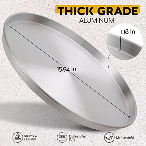 Alpine Cuisine Aluminum Round Baklava Tray 16-inch - Bakeware Pizza Cooking Pan for Oven - Durable Round Pizza Tray For Pie Cookie - Healthy & Heavy Duty, Rust Free & Dishwasher Safe - size: 16" Round