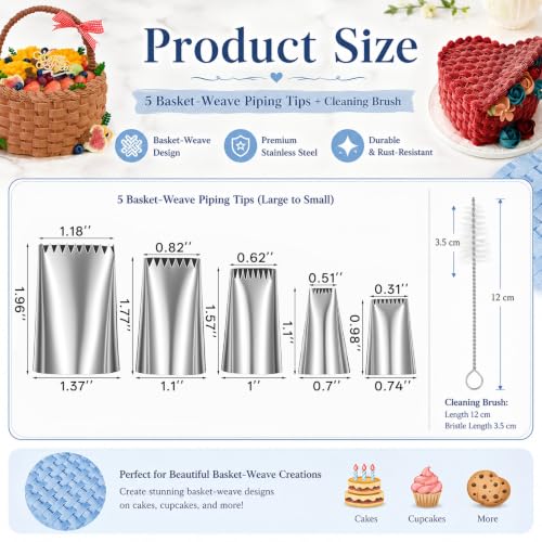 5 Pack Duyas Para Decorar Pasteles Piping Tips with Brush