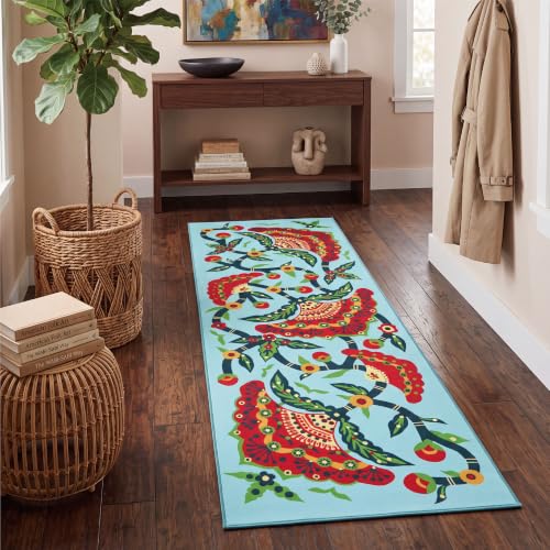 2x6 Red Peony Runner Rug, Soft Low Pile - color: Red Peony, size: 2' x 6' (Rectangular)