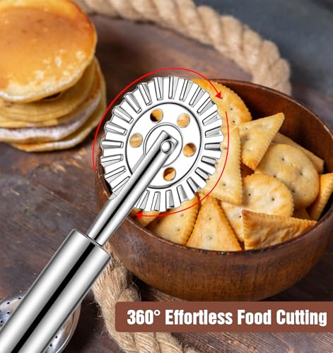2Pcs Pie Crimper, Fluted Pastry Wheel with Fluted Edge