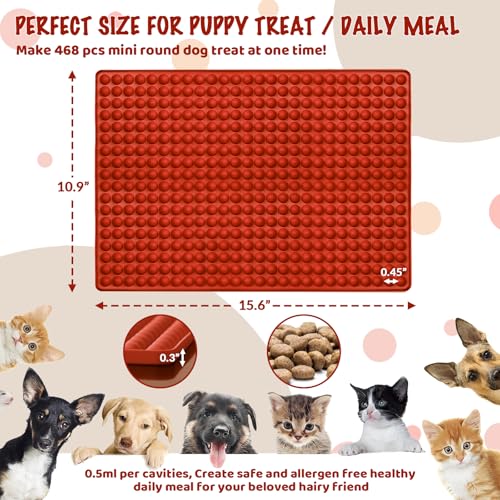 HKNMTT Silicone Mini Round Shape Molds, 468 Cavities Tiny Semi Sphere Baking Sheet Dog Treats Molds Candy Freezer Oven Safe Homemade Dog Treats Kit BPA Free Food Grade - style: 0.45" Semi Sphere 1PCS