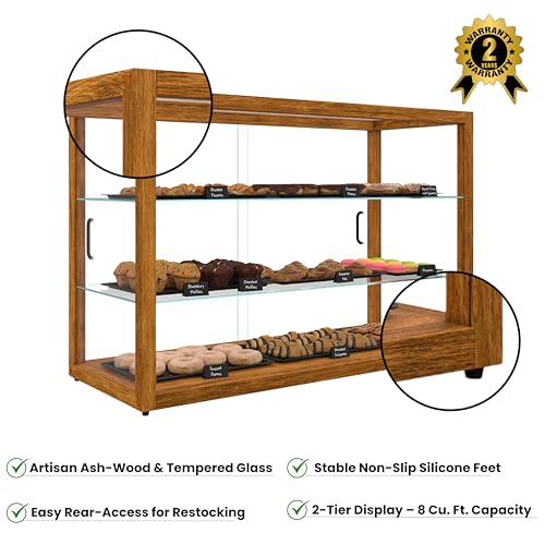 KoolMore 42 in. Horizontal Light Wood Countertop Dry Bakery Display Case, Large Bread, Pastry and Dessert Display with Tempered Glass - color: Light Wood, size: 42 in.