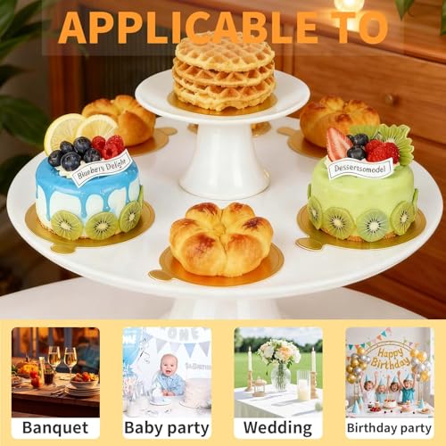 100pcs 3.5 Inch Cake Boards, Gold Round Cardboard Bases for Cupcakes, Mousse Desserts, Disposable Eco-Friendly Display Stands (9cm)