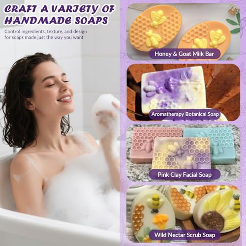 HKNMTT 2Pcs Bee Honeycomb Soap Molds 6-Cavity Square Oval Silicone Mold - style: Bee & Honeycomb - 2PCS