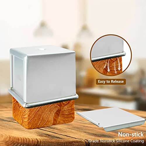 Pullman Loaf Pan with Lid Non-stick Square Smooth Toast Box Aluminized Steel Bread Pan with Lid 2.75x2.75x2.75in(7CM)