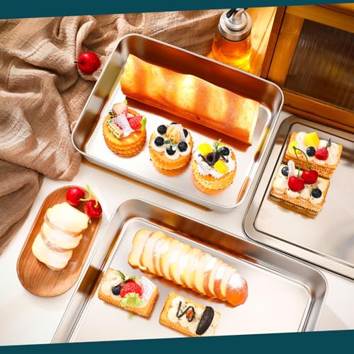 Tioncy 3 Sets Baking Stainless Steel Pan with Lid, 17/13/11 Inch - size: 17/13/11 Inch