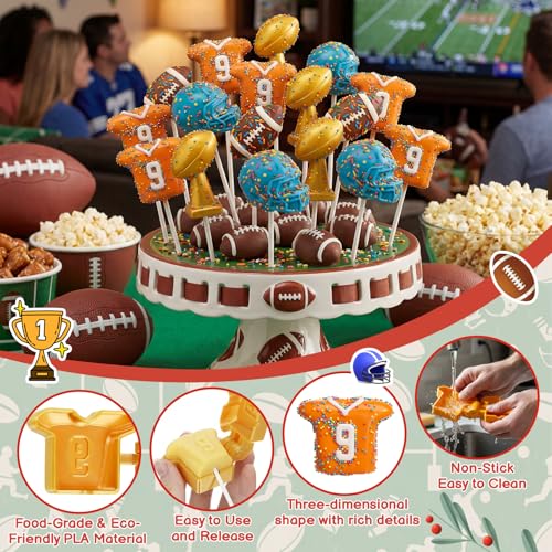 4 Pcs Football Cake Pop Mold with 200 Sticks Football - style: Football