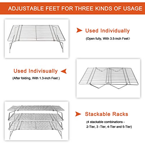 P&P CHEF 5-Tier Stainless Steel Cooling Rack, 16.5" x 11.4", Silver - color: Silver, size: 16.5" x 11.4"