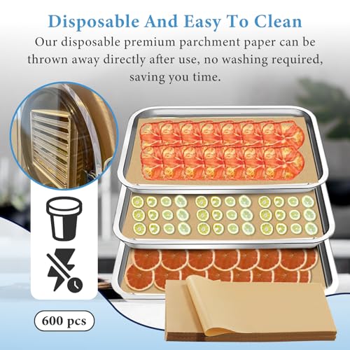 600 PCS Parchment Paper Sheets Compatible with Harvest Right Freeze Dryer Medium, Parchment Paper for Medium Freeze Dryer Trays, Non-Stick Baking Mats(17" x 6.8", M) - size: Medium