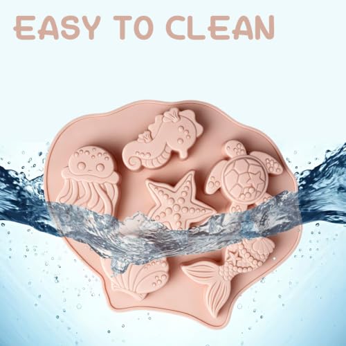 Marine Theme Silicone Mold, Ocean Life Mold for Chocolate Candy Baking - color: Pink-XY078