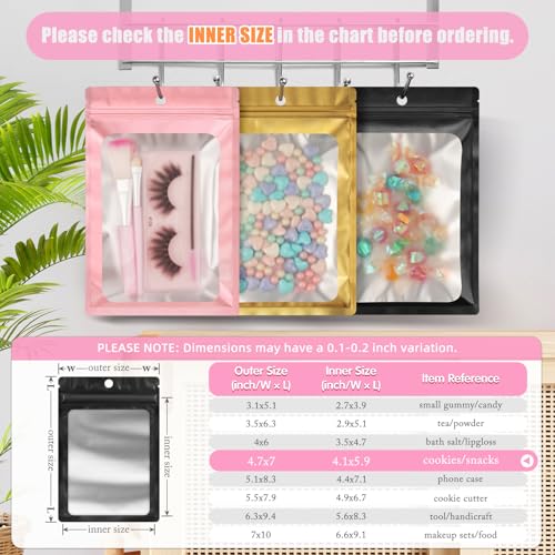 FUNFERY 100 Pack Mylar Resealable Bags, Black Foil Packaging Bags - color: Black, size: 4.7 x 7 inch