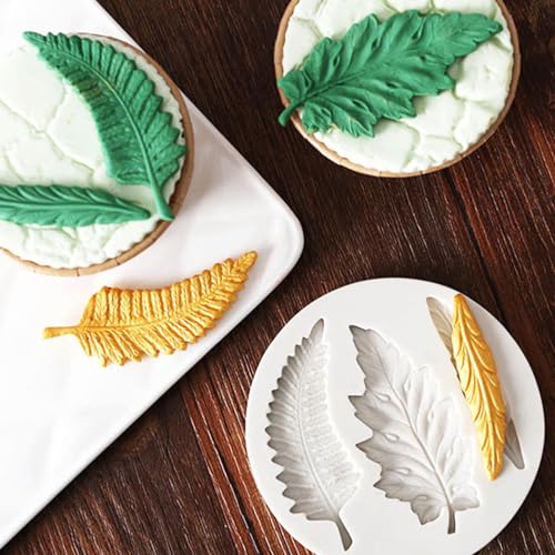 KALAIEN 3pcs Leaf Fondant Mold, Rose Maple Leaves 3D Leaf Silicone Mold - color: 3pcs Leaf Molds