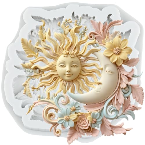 Moon Sun Face Silicone Mold Sun Moon Face Flower Fondant Molds - color: Style G