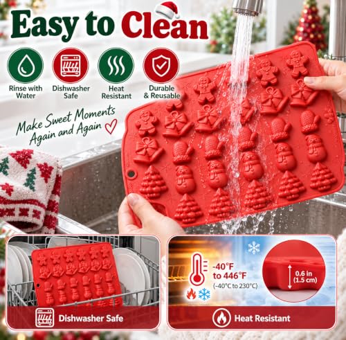 2 Pack Christmas Silicone Molds 60 Cavity Christmas Candy Molds (Red-green) - color: 2pcs Xmas mold001