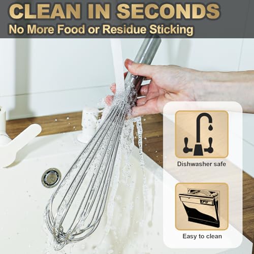 Webake 14 Inch Commercial Whisk, 304 Stainless Steel Large Whisk, Extra-Thick 2.5mm Wires, Professional Kitchen Tool for Mixing, Beating, Blending - size: 14Inch