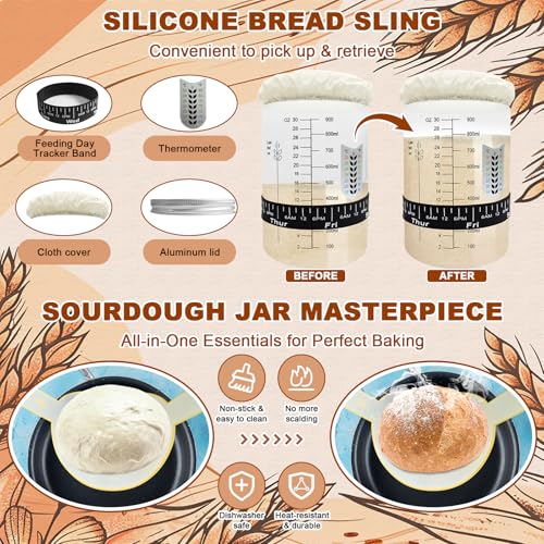 Sourdough Starter Kit with Basket Sourdough Starter Jar for Beginner - color: Yellow