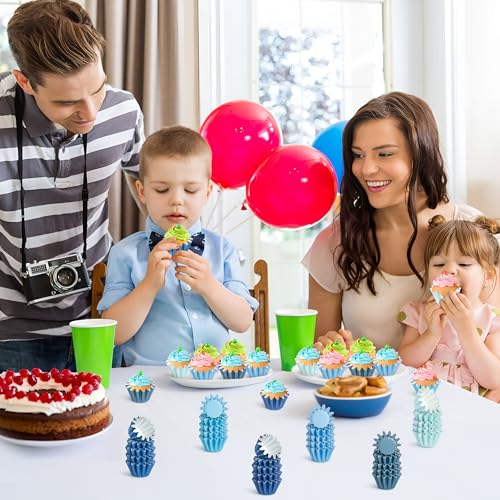 Blue Mini Size Cupcake Liners, Bulk Grease Resistant Baking Cups - color: Blue