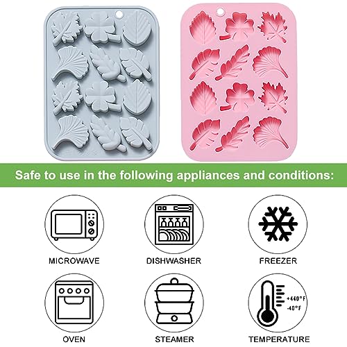 Fall Leaf Chocolate Candy Fondant Silicone Mold, 12 Hole 3D Brain Shape Mold，DIY Cookies Candy Gummy Chocolate Mold Ice Cream Tray for Holiday Party Thanksgiving Day(2 Pack) - color: Fall Leaves