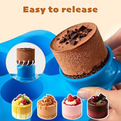 Sidosir 2Pcs Tall Cylinder Silicone Molds for Baking, 9-Cavity Non-Stick Silicone Baking Molds for Small Mousse Cake - size: Tall Cylinder Silicone Mold