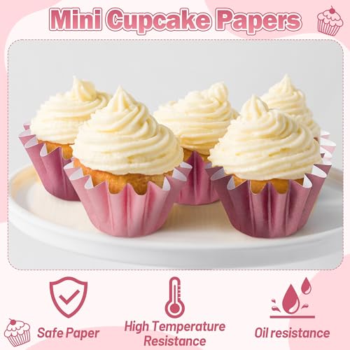 Pink Mini Size Cupcake Liners, Grease Resistant Muffin Baking Cups - color: Pink