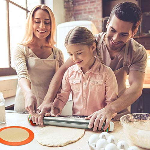 Round Silicone Baking Mats for 8 Inch Cake Pan, Food Grade, Non-Stick, Reusable Silicone Mat for Baking Pan for Bread/Tortilla/Macaron/Pastry/Pie/Bun or 9 Inch Pizza Pan, 2PCS - size: 8"L x 8"W