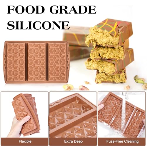 2 Pcs Chocolate Bar Mold Deep Silicone Large Chocolate Molds Break Apart Pyramid Shape Thick Candy Bar Molds