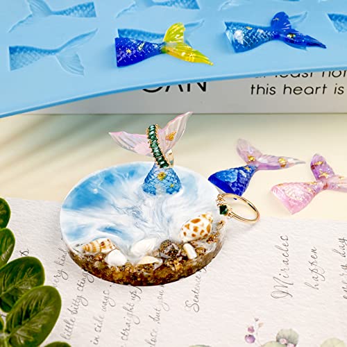 Sakolla 2 Pack Mermaid Tail Molds, Mermaid Molds for Chocolate, Cake Decoration Candy Cupcakes Resin Gummies (Blue) - color: Mermaid Tail 2 Pcs/Blue