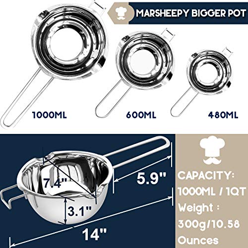 1QT Double Boiler Chocolate/Wax/Candy Melting Pot with Silicone Spatula - size: 1000ML