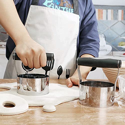 HULISEN 3.5 in Donut Cutter & Biscuit Cutter Set with hole, Stainless Steel - size: 3.5" Donut Cutter & Biscuit Cutter