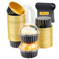 LNYZQUS 5oz Cupcake Pans with Dome Lids 100 Pack, Foil Dot Cake Cups - color: Black, size: 5 oz